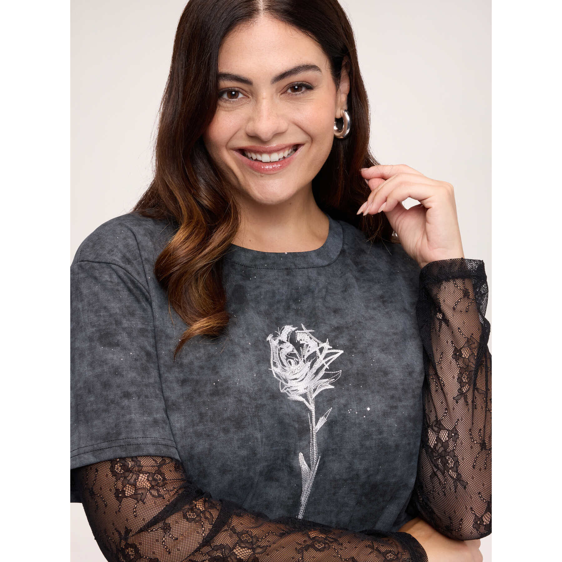 Fiorella Rubino - T-shirt con maniche in pizzo - Nero