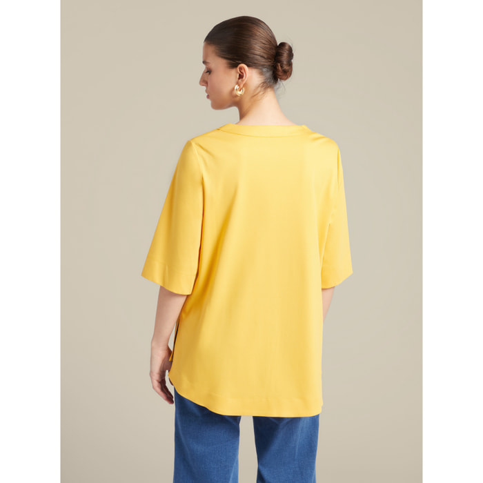 Elena Mirò - Camiseta holgada con escote en Y - Amarillo