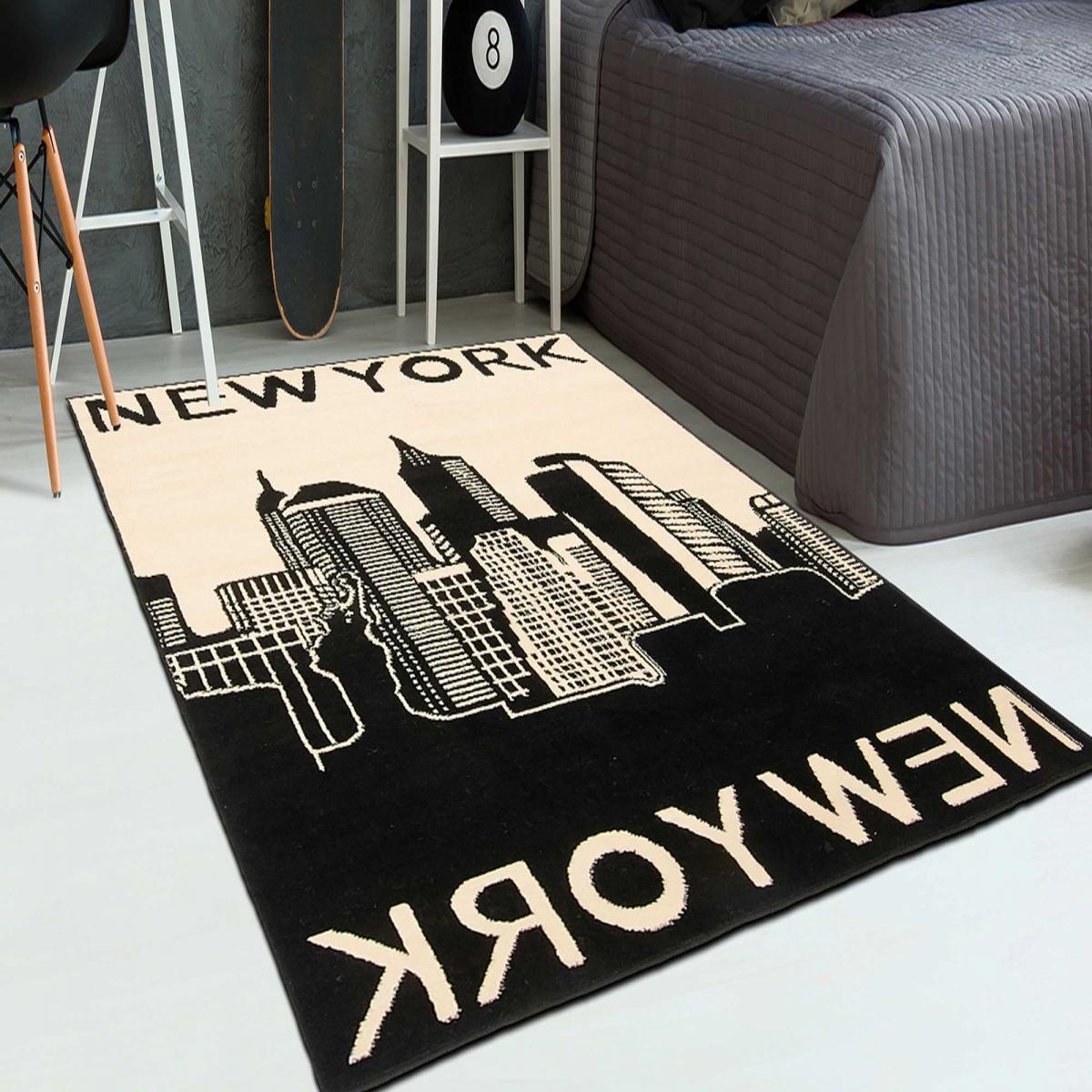 Tapis NEWYORK noir et blanc