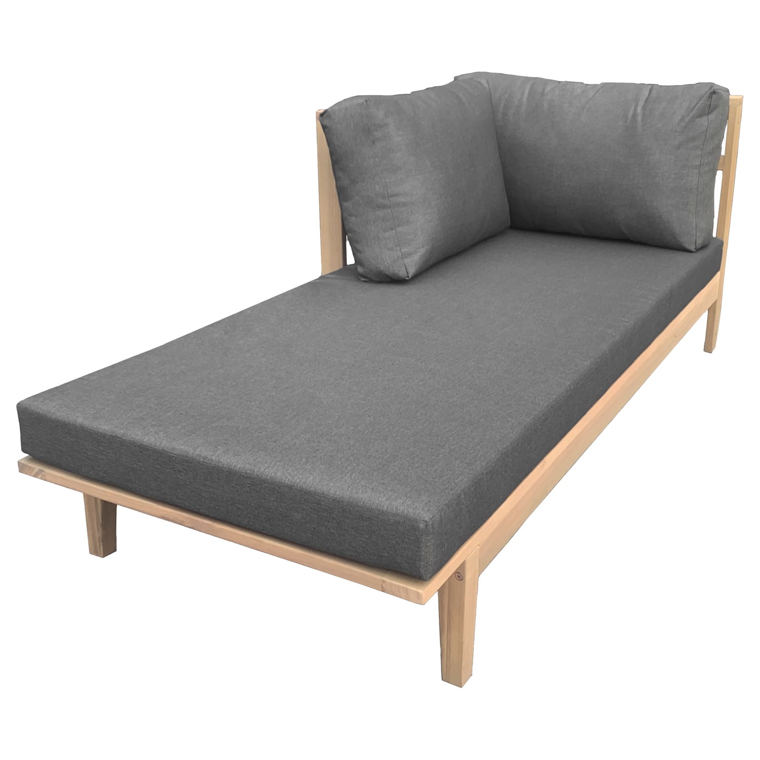 Salon de jardin en acacia 4 places PANGKOR - coussins gris