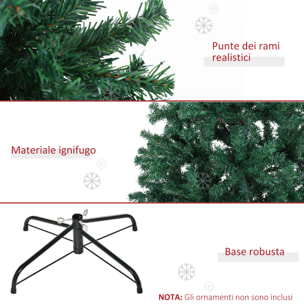 Homcom Albero di Natale Artificiale 180cm 1000 punte Folto e Realistico Verde Ð¤102cm