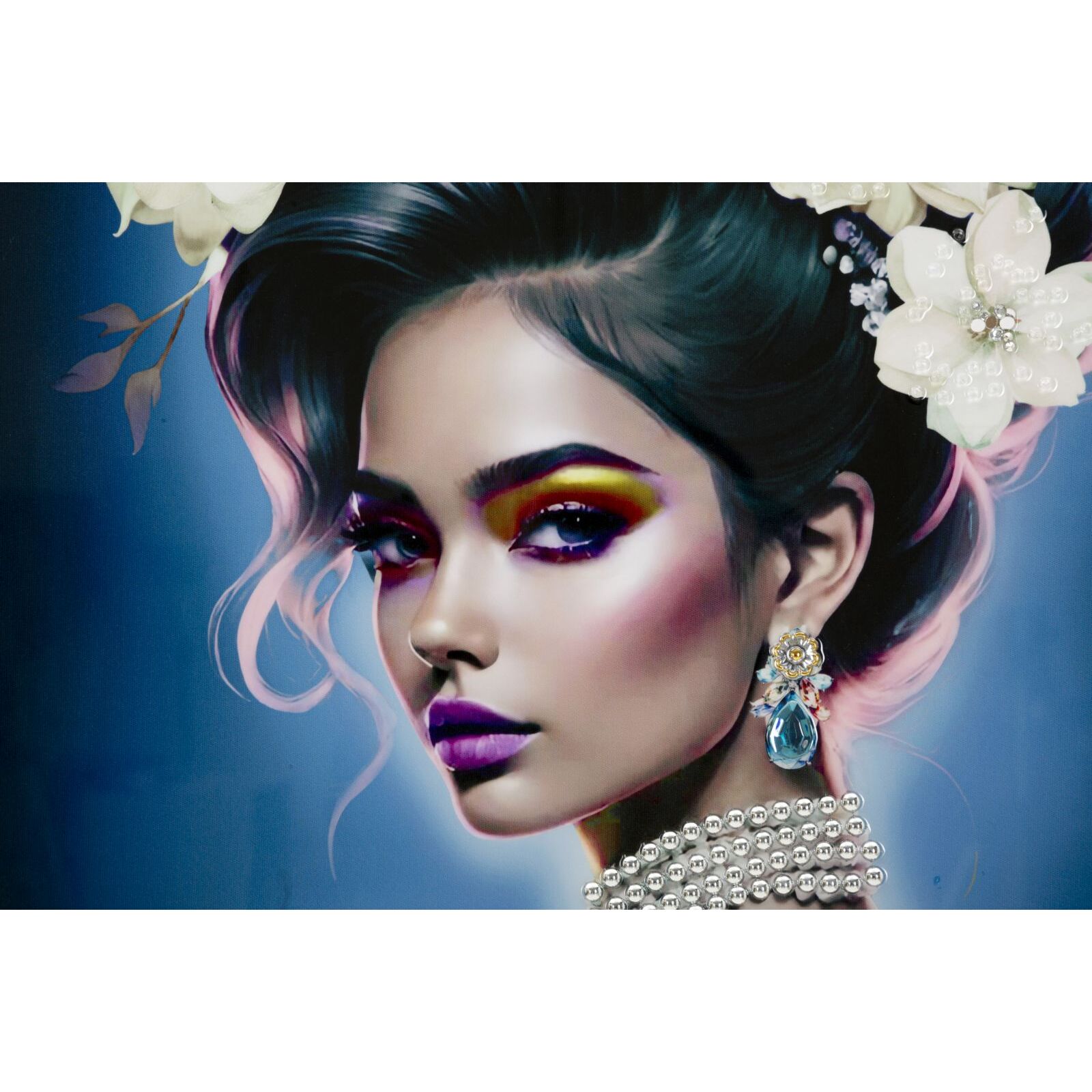 DIPINTO SU TELA LACCATO ISABEL C/CORNICE -B- CM 72X4X102