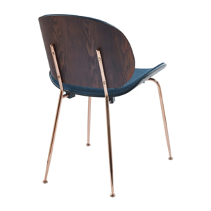 Set da 4 sedie eleganti in tessuto blu con struttura color oro rosa - Elizabeth