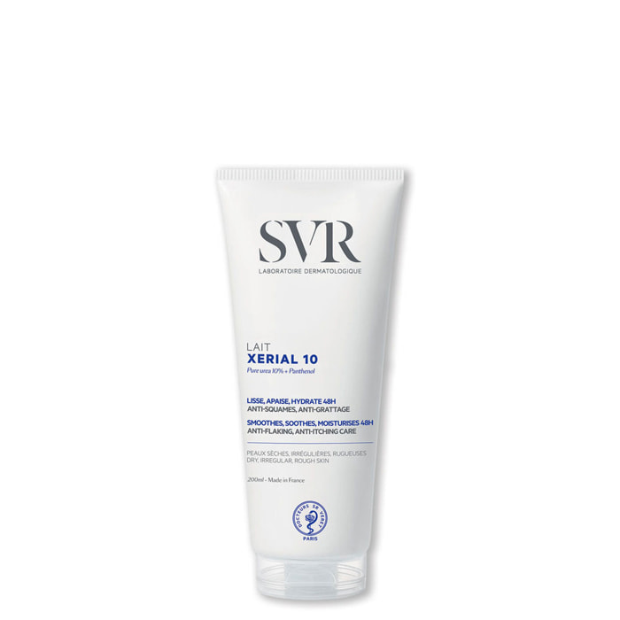 XERIAL 10 - Lait Corps Anti-Squames, Anti-Grattage, Lissant, Apaisant, Hydratant 48h