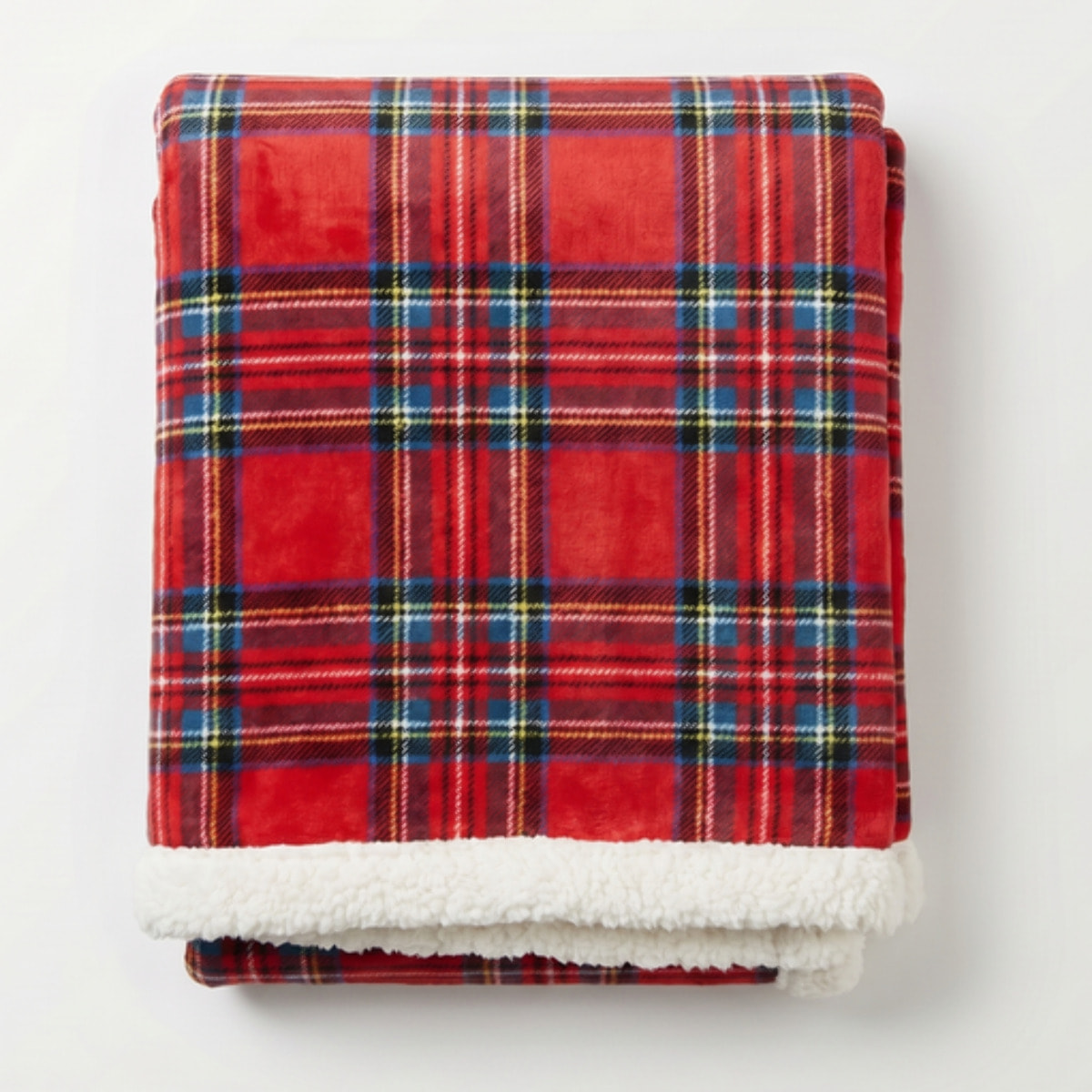 Coperta in Pile con Interno Sherpa Effetto Agnellino, Plaid Morbido e Caldo con Fantasia Tartan Scozzese, Ideale per Divano e Letto