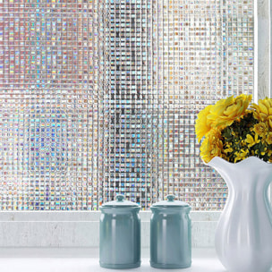 Rouleau occultant vitrostatique petits carreaux au mètre - Film Anti Regard Electrostatique Occultant Vitre Anti UV