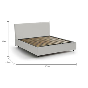 Letto matrimoniale Ariella, Letto contenitore con rivestimento in ecopelle, 100% Made in Italy, Apertura frontale, adatto per materasso Cm 160x200, Bianco
