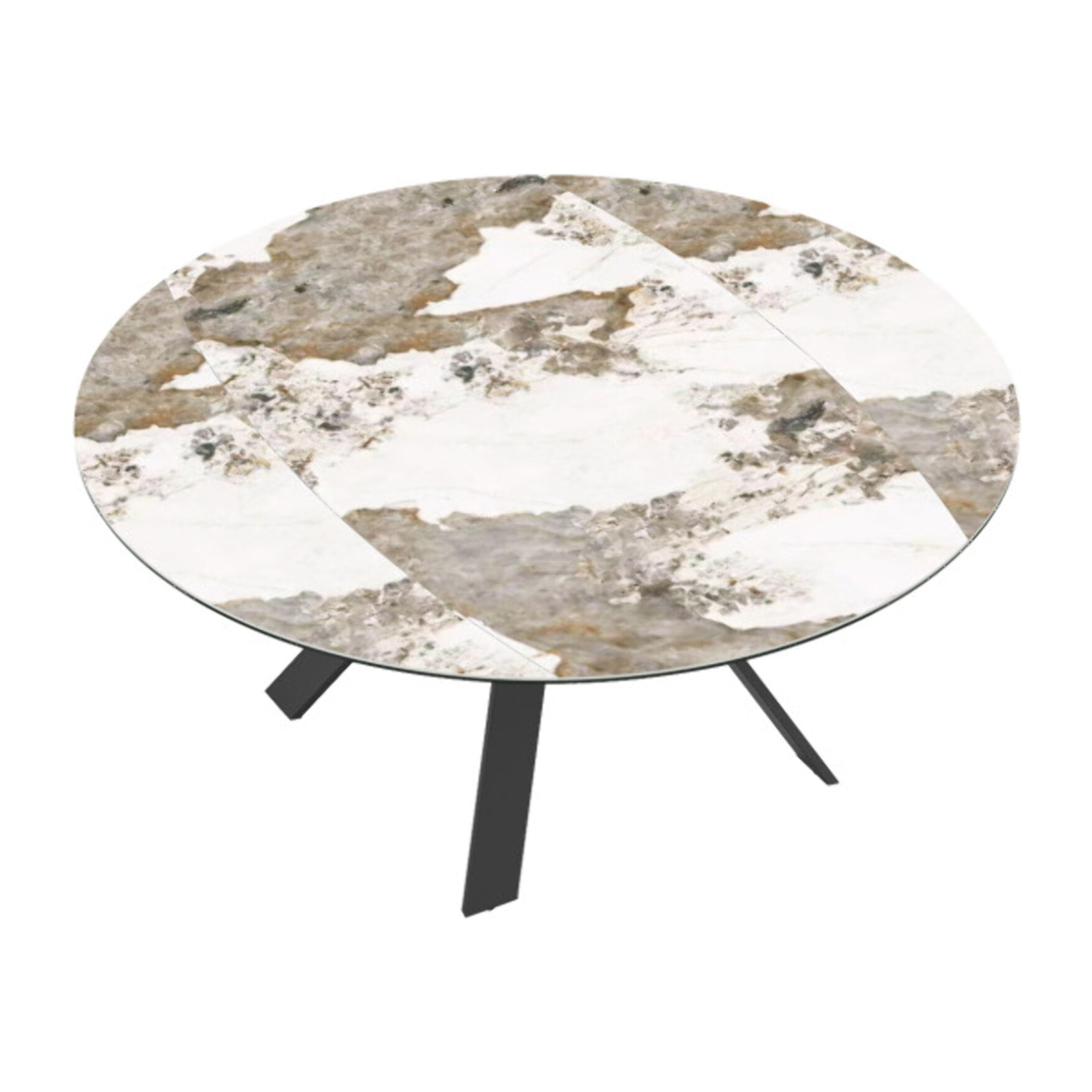 Table de repas extensible ronde 100 à 170 cm céramique marbré - ALICANTE