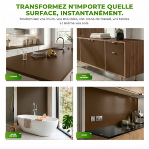 Rouleau adhésif décoratif Vinyle au Mètre - Chocolat - Sticker Lavable Imperméable Mur Cuisine Meubles