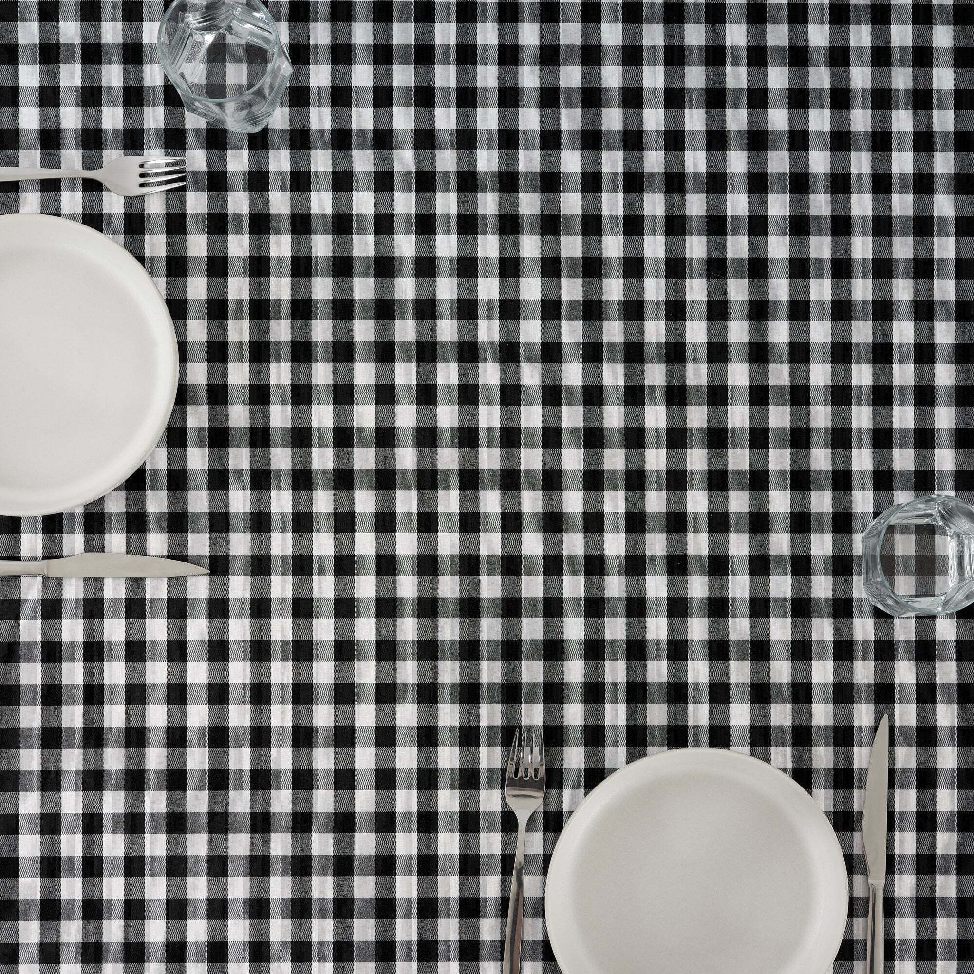 Nappe en tissu 100% coton Vichy Noir