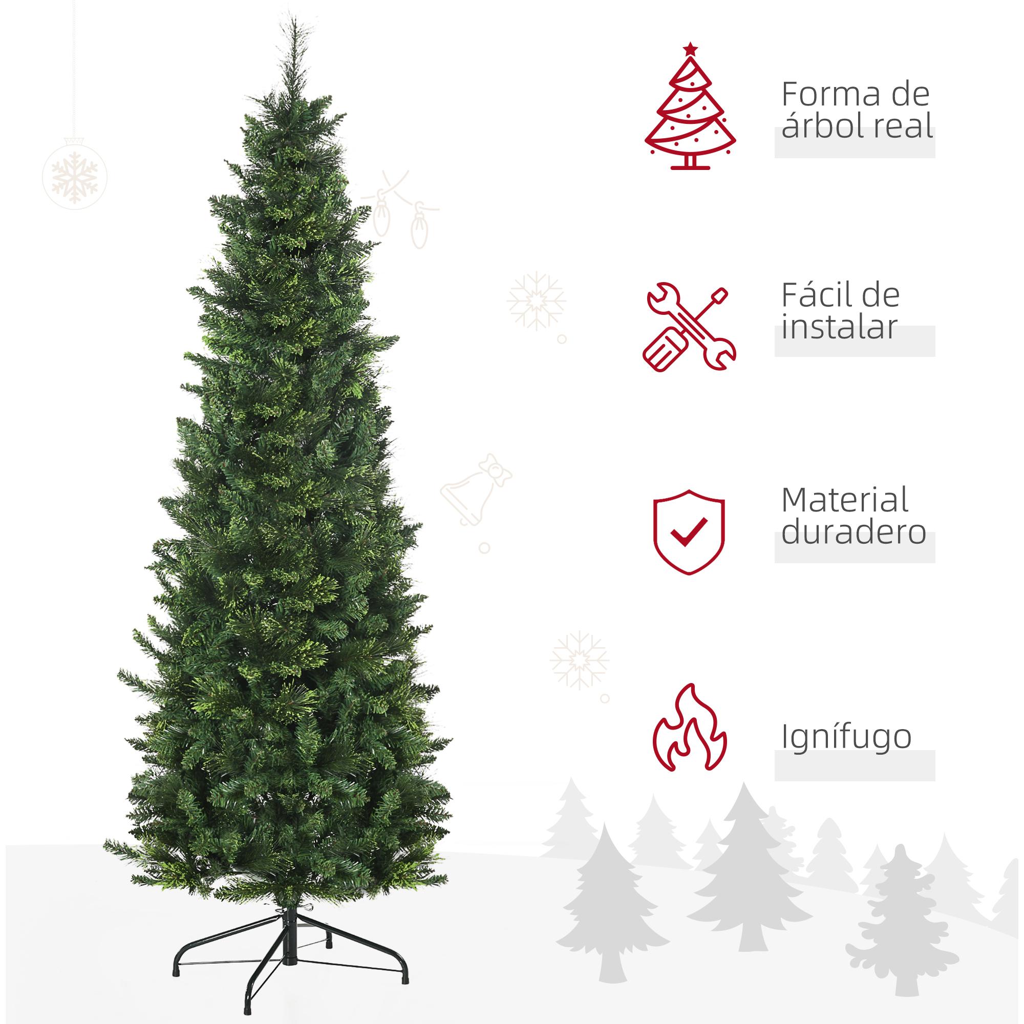 Árbol de Navidad Artificial de 180 cm Árbol Navideño con 618 Ramas Agujas de Pino Apertura Automática y Base Plegable de Acero Ø70x180 cm Verde