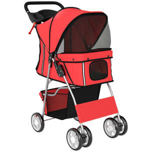 Poussette buggy pliable pour chiens tissu 600D Oxford imperméable 4 roues gris clair