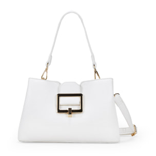 Bolso pequeño blanco de hombro con solapa y broche