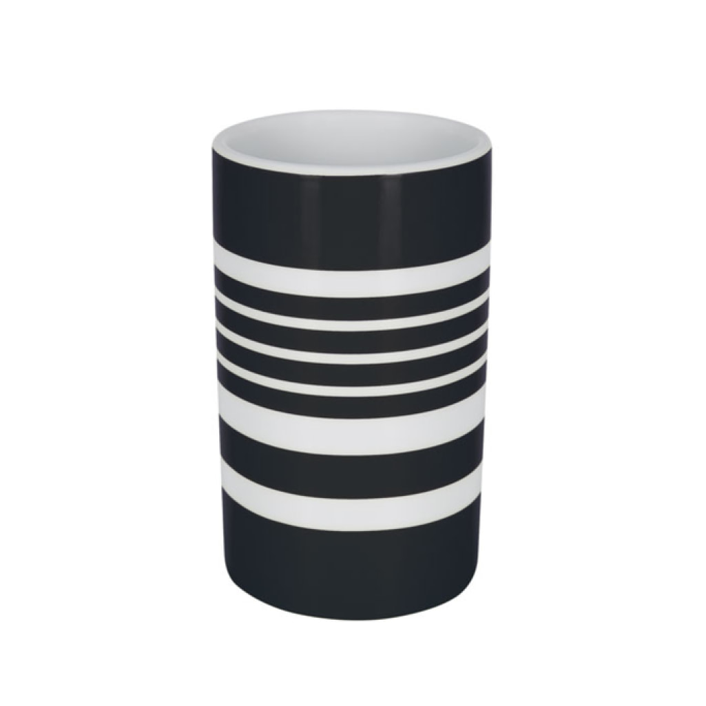 Gobelet Porcelaine TUBE-STRIPES Noir et blanc Spirella