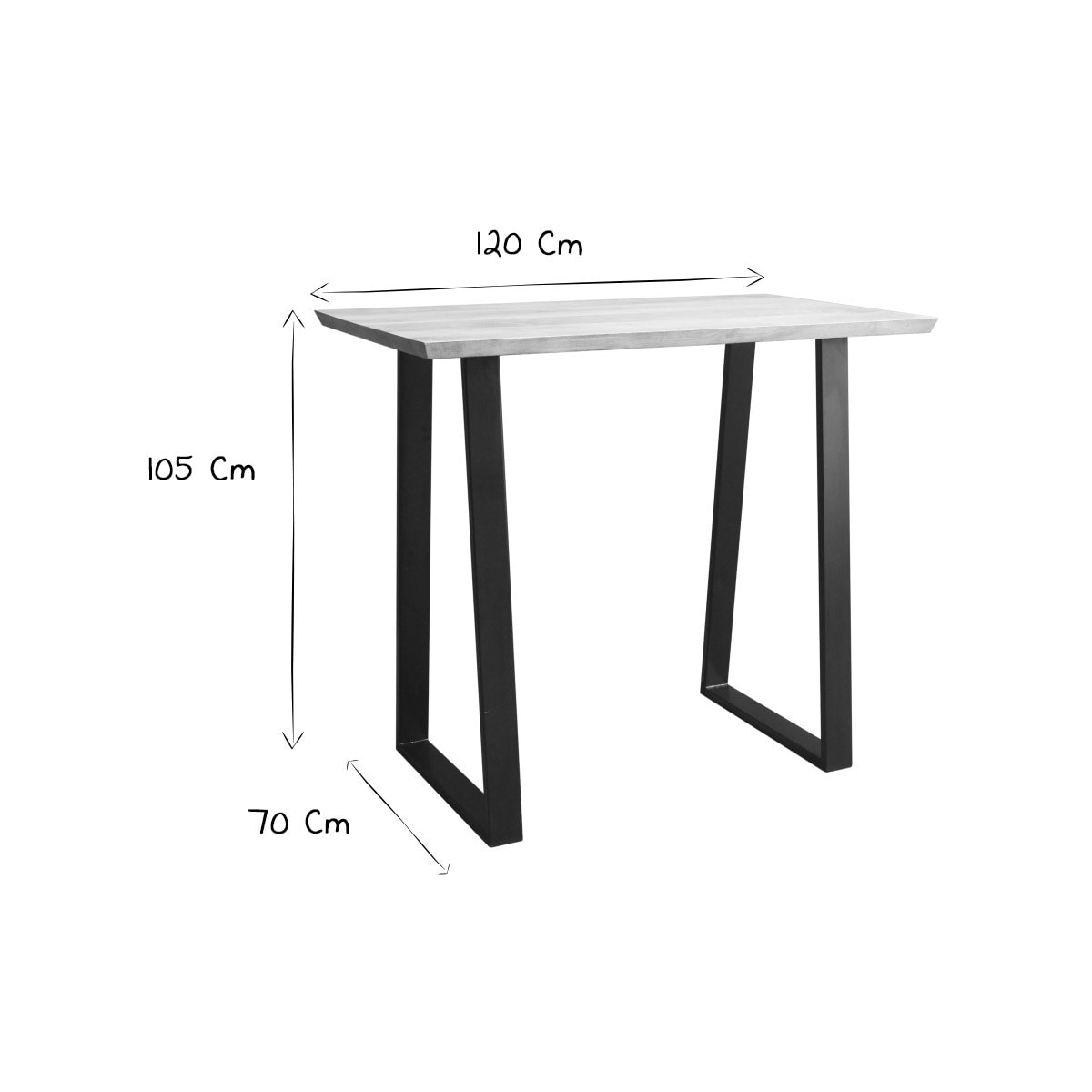 Table de bar en bois manguier massif et métal noir L120 cm VIJAY