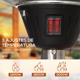 Calefactor de Pie de Exterior 3000W con 3 Niveles de Calor Ø58,5x160-200cm Plata