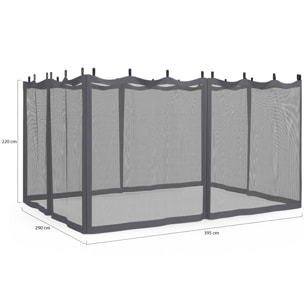 Moustiquaires pour pergola Marina 3x4m avec crochets de fixation - lot de 4