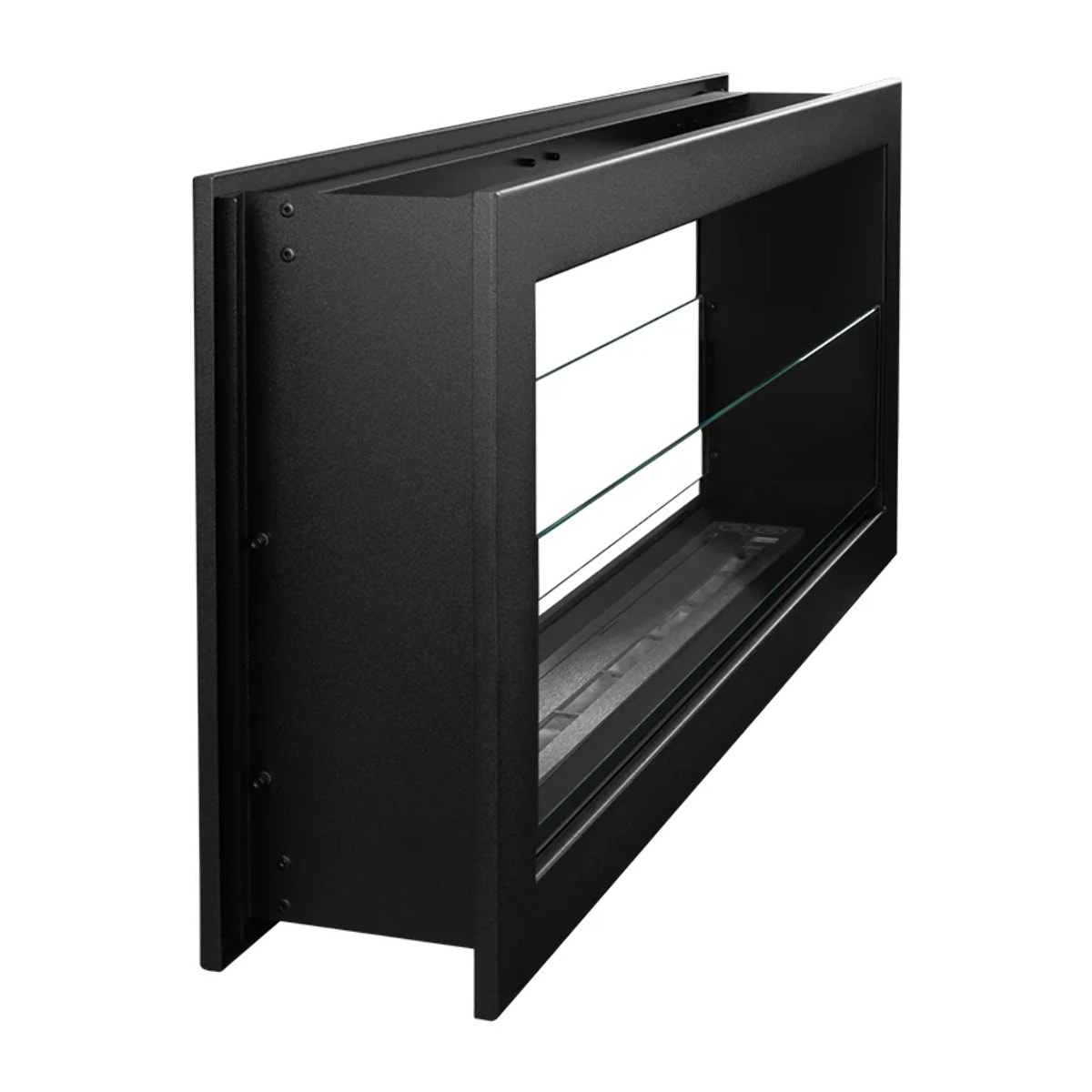 Montefalco 90 - Camino a Bioetanolo da Incasso Bifacciale 90x40x15,2 cm con Bruciatore 1,5lt in Acciaio