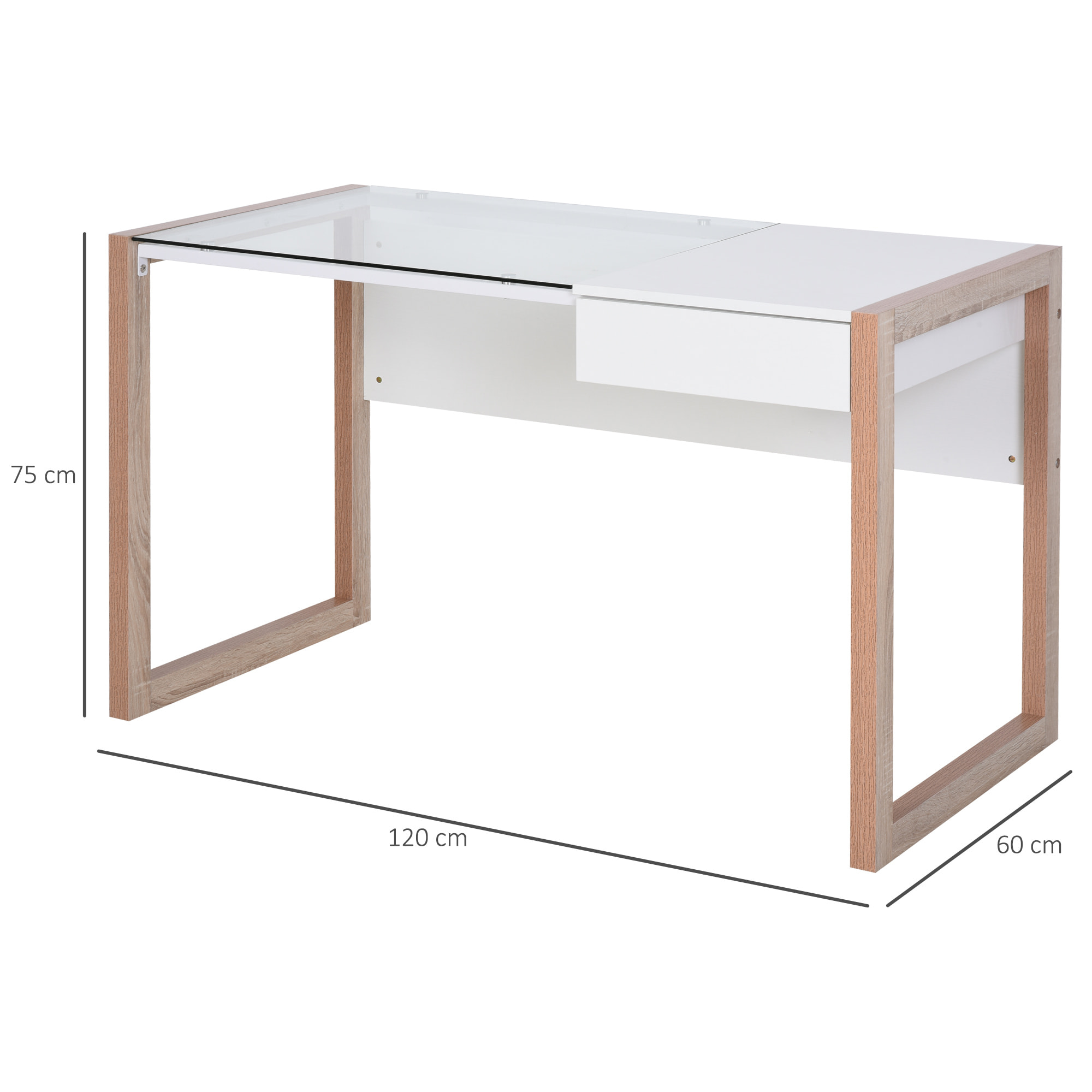 Mesa de Ordenador con Cajón de Madera 120x60x75 cm Blanco