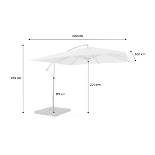 Parasol déporté carré 3x3m - Hardelot 3x3m - Ecru - Manivelle anti-retour | Toile déperlante | Facile à utiliser