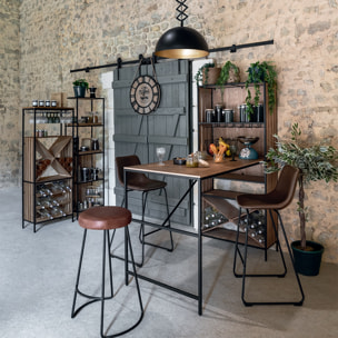 Lot de 2 chaises de bar "Lois" effet cuir marron cognac