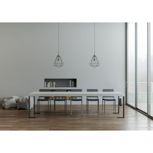 Consola extensible 90x40/300 cm Tecno Premium Fresno Blanco estructura Antracita