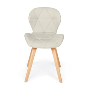 Chaises Gatsby en tissu et pieds bois - Beige