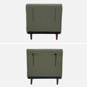 Chauffeuse convertible tissu piétement bois 1 place kaki Guest