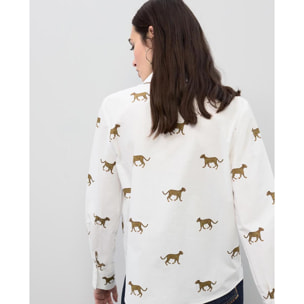 Camicia in popeline con stampa leopardata
