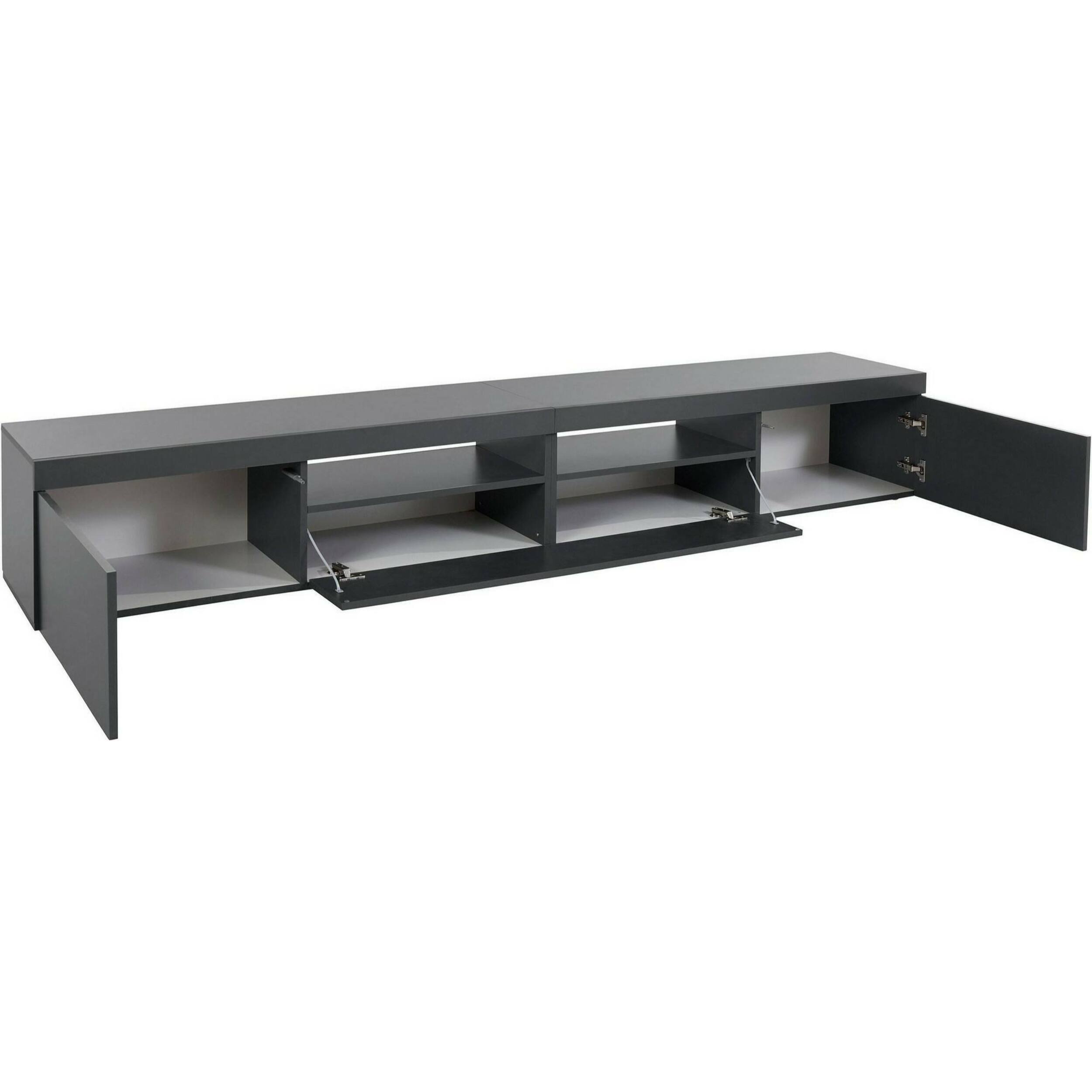 Mobile porta TV Dconsigl, Credenza bassa da soggiorno a 3 ante, Base porta TV, 240x40h35 cm, Antracite