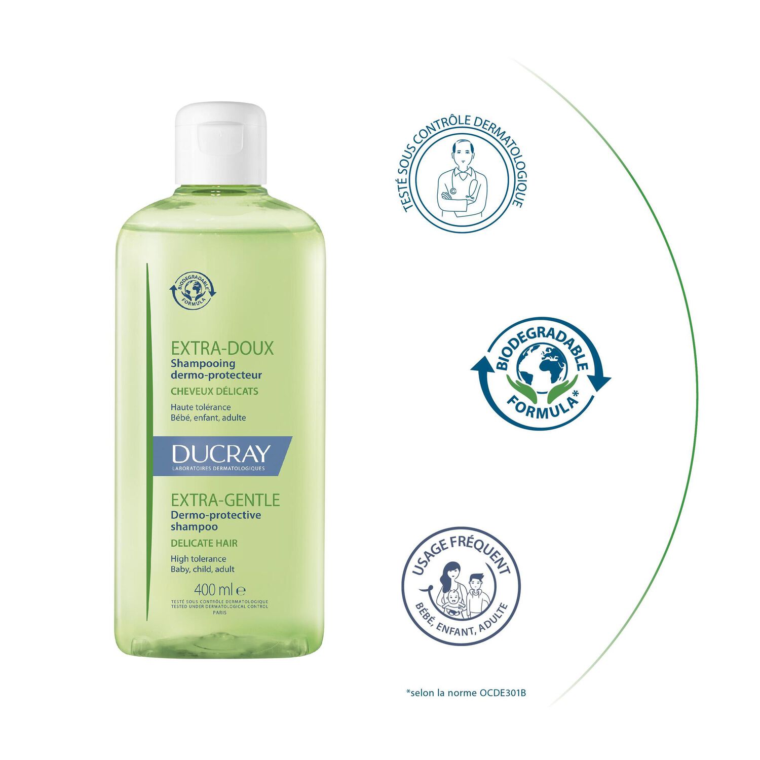 Ducray - Extra-Doux - Shampooing Dermo-Protecteur - Cheveux Normaux et Délicats Pompe - Shampooing Dermo-Protecteur / Dermo-Protective Shampoo