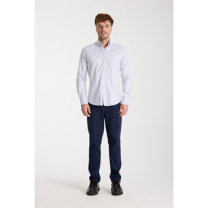camicia uomo 1 bottone button down slim Jacquard Fantasia Bianco e Bianco