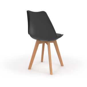Chaises Nordia pieds bois de hêtre - Noir