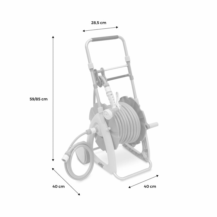 Dévidoir sur roues 30m. enrouleur avec tuyau d’arrosage. raccord et pistolet d'arrosage fournis