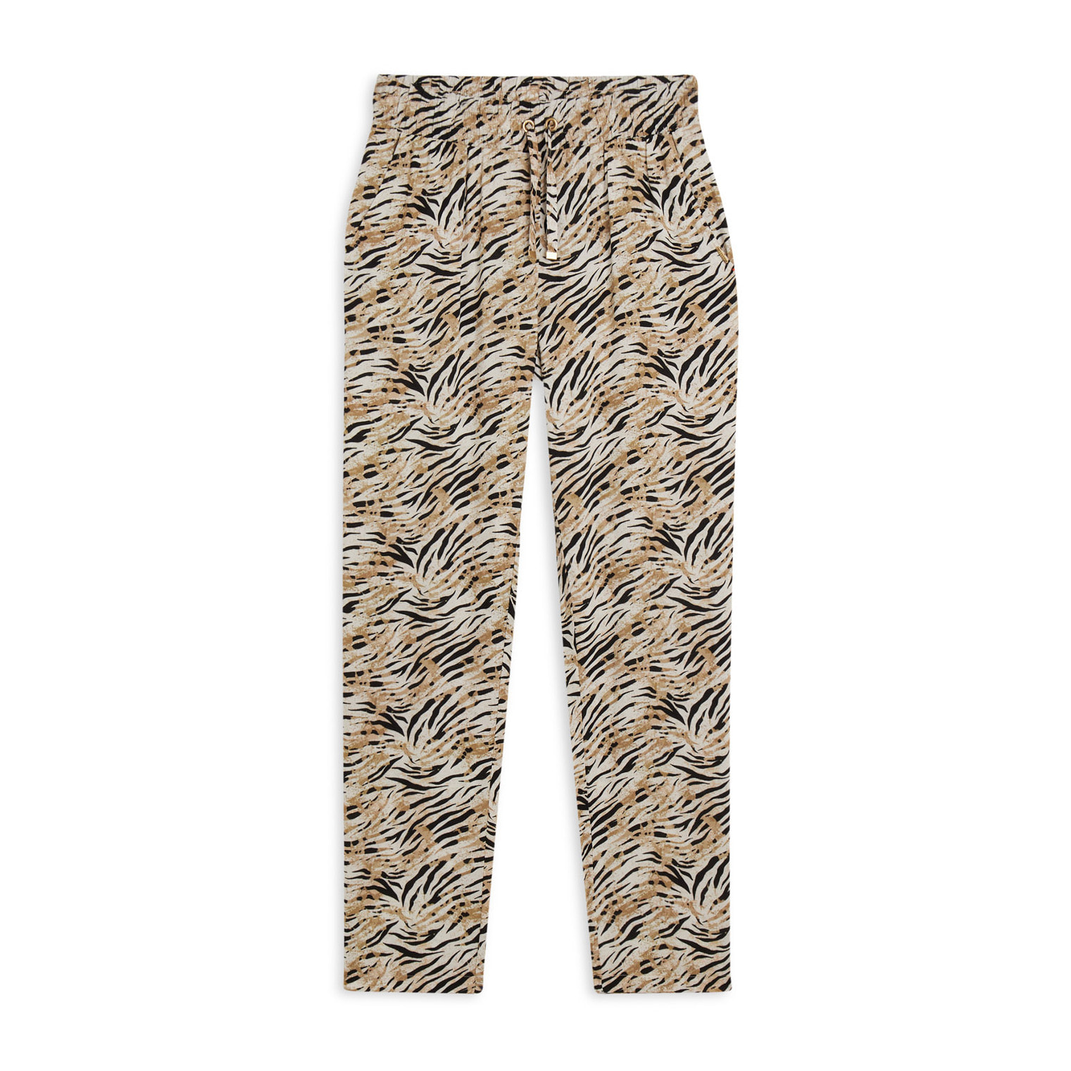 Pantaloni regular fit in viscosa animalier con gamba dritta