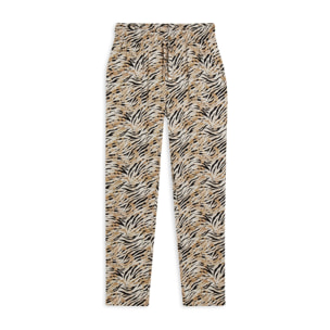 Pantaloni regular fit in viscosa animalier con gamba dritta