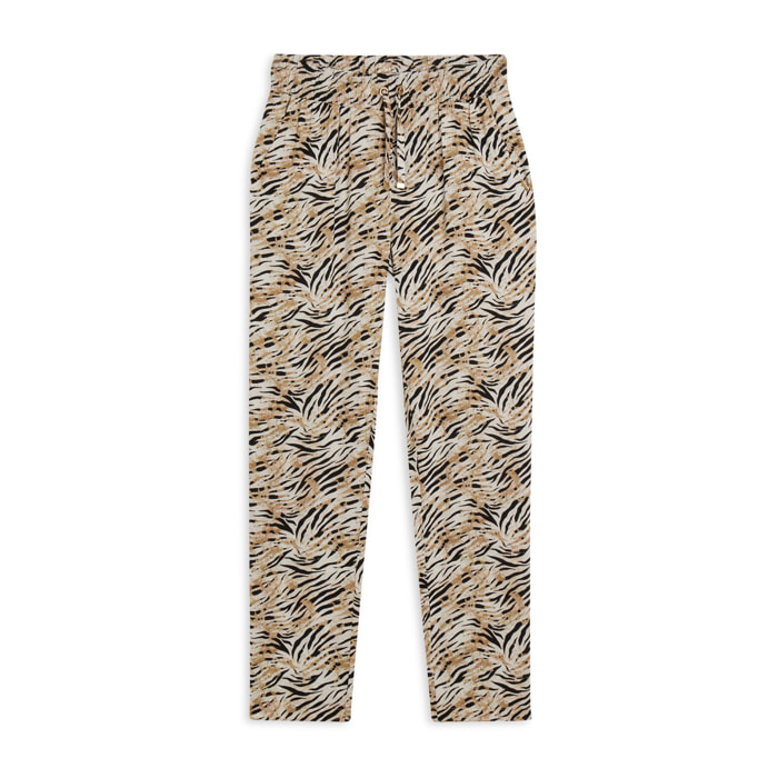 Pantaloni regular fit in viscosa animalier con gamba dritta