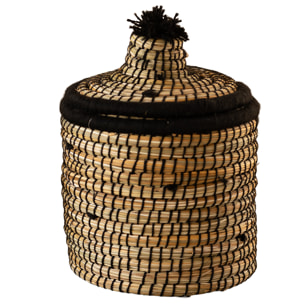 Panier avec couvercle laine - Noir