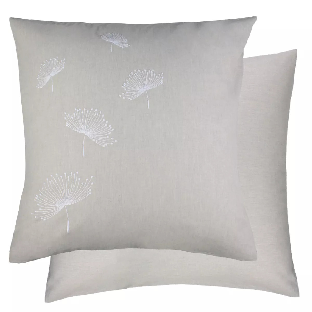 Taie d'oreiller pur coton lavé tissé teint brodé beige Brise d'ete naturel