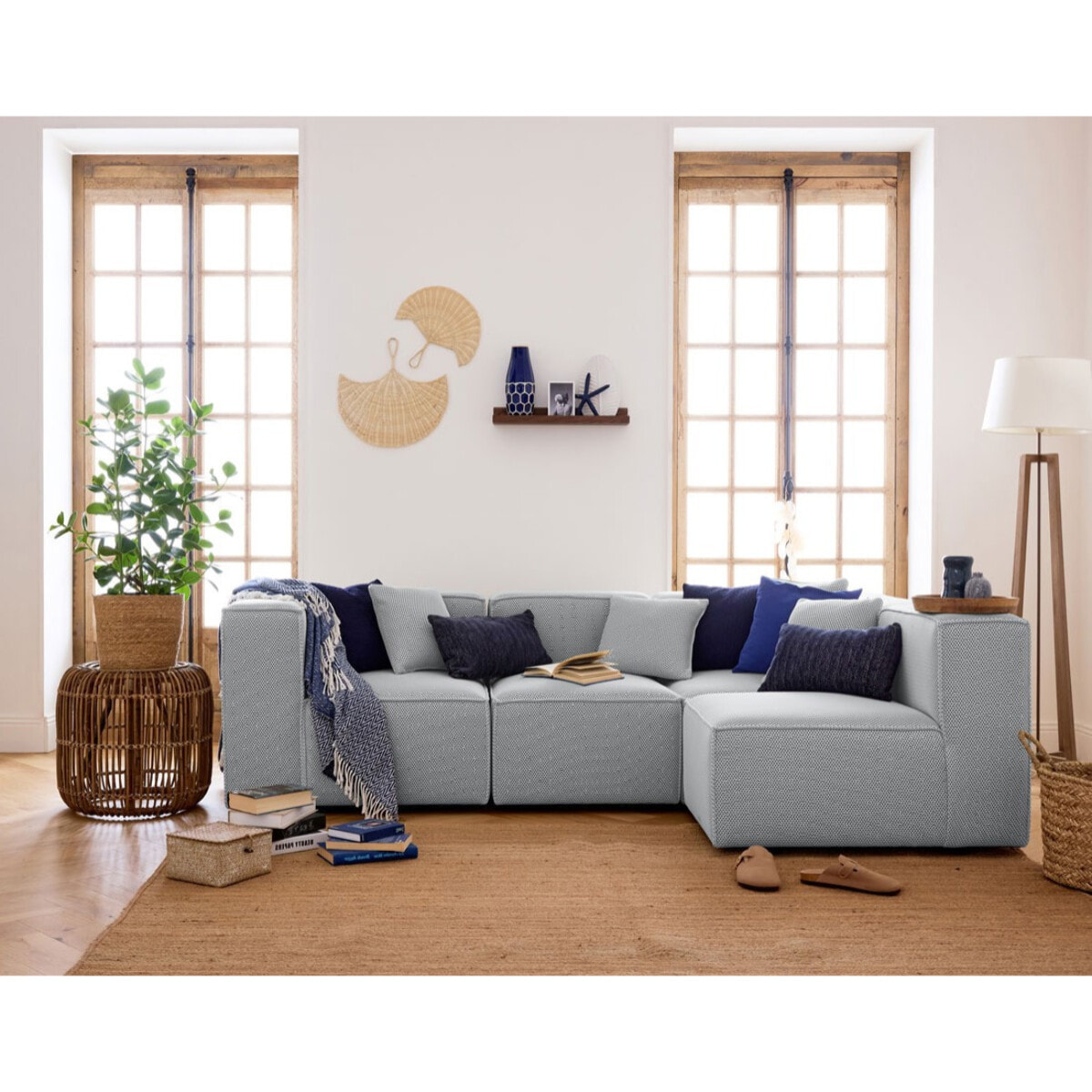 Arty - module d'assise gauche - en tissu mailles 3D - Gris clair