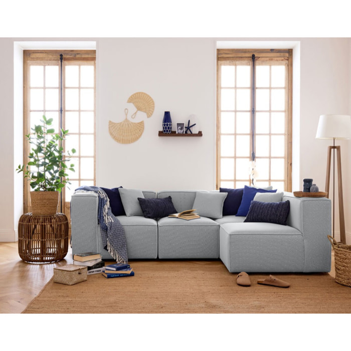 Arty - module d'assise gauche - en tissu mailles 3D - Gris clair