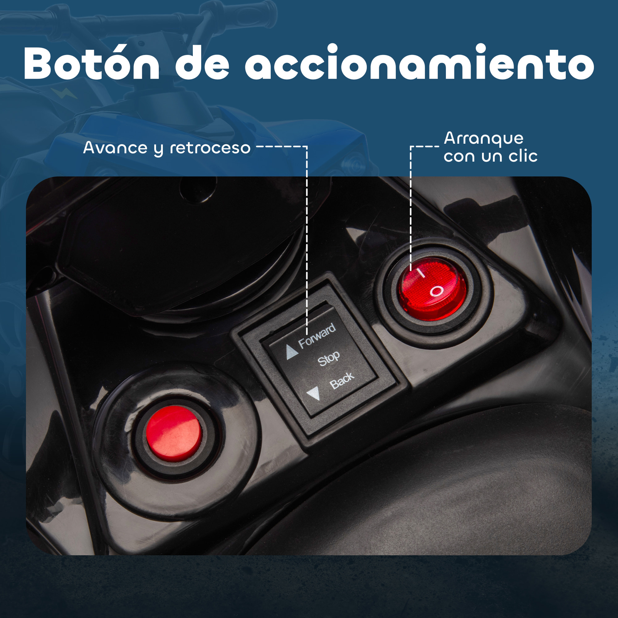 Quad Eléctrico para Niños 6 V, Quad para Niños de 37 a 72 Meses, Velocidad hasta 3â€¯km/h, con Faros y Música, Azul