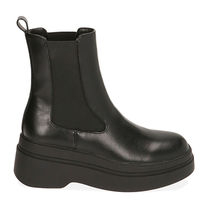 Chelsea boots platform negras, tacón 7 cm
