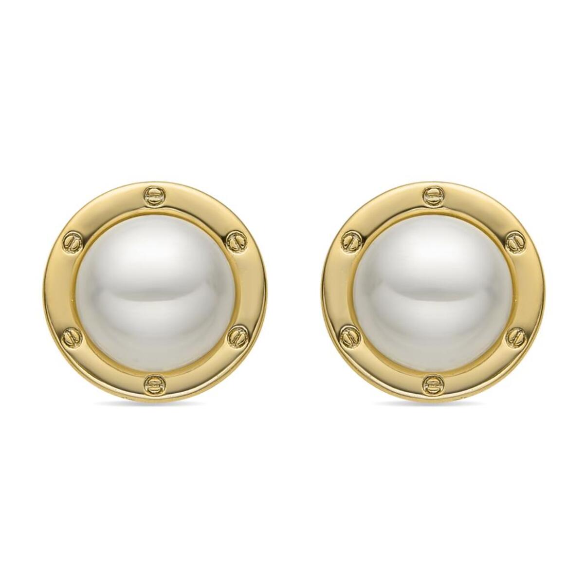 Pendientes con Perla Blanca acabado oro 18k