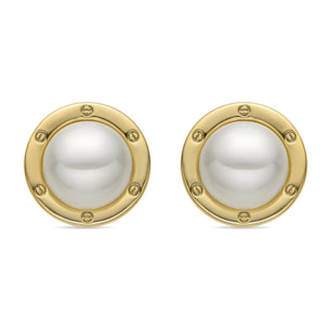 Pendientes con Perla Blanca acabado oro 18k