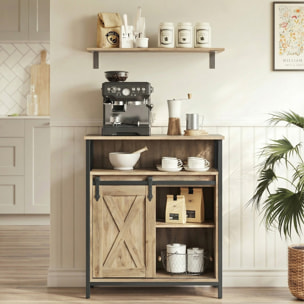 Mobiletto Credenza Industrial con Anta Scorrevole Quercia e Nero