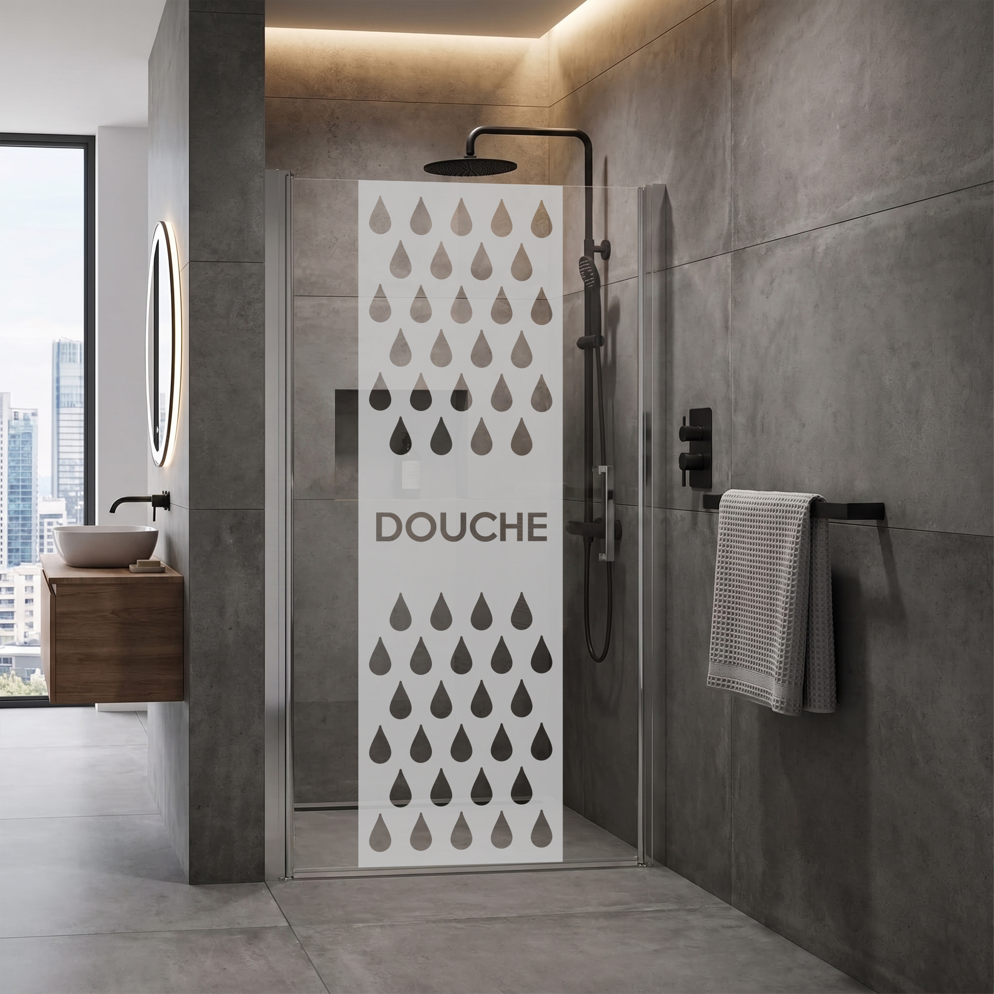 Film Fenêtre Anti Regard Occultant - DOUCHE - Stickers Autocollant Brise-Vue pour Vitre & Porte de Douche