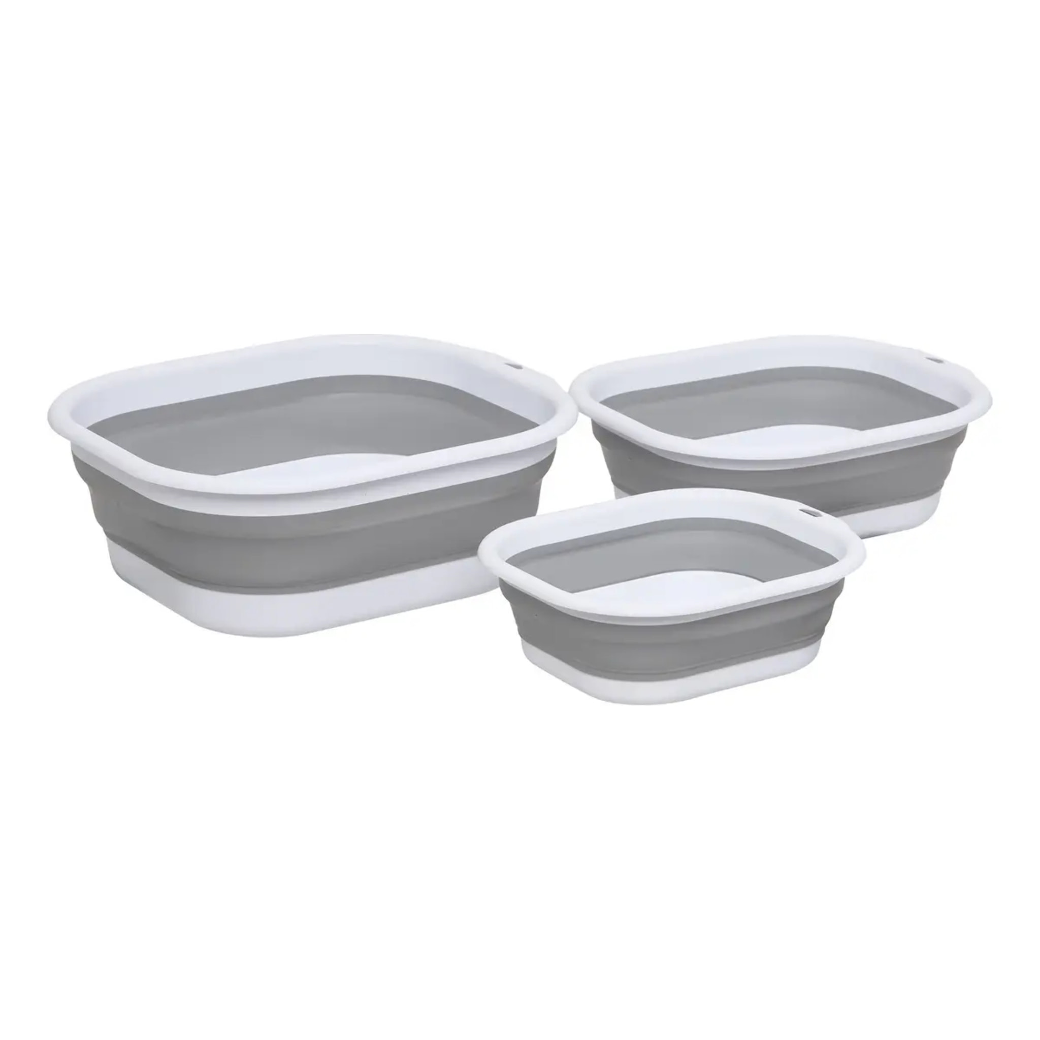 Lot de 3 Bassines Retractable Grises 3+5+10L