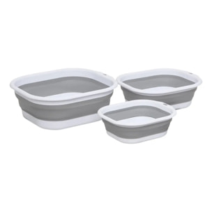 Lot de 3 Bassines Retractable Grises 3+5+10L