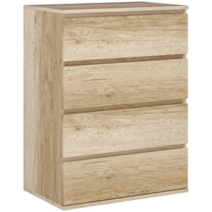 Commode 4 tiroirs dim. 60L x 40l x 80H cm effet bois
